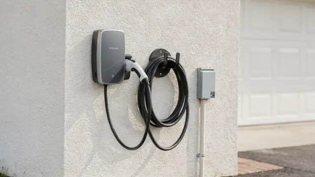 Wallbox an der Garagenwand für den Artikel zur Installation von Wallboxen