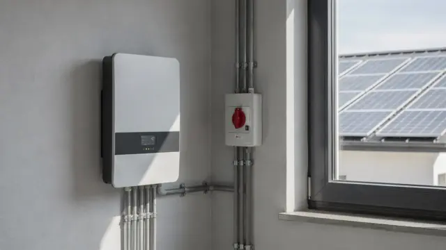 PV-Anlage abschalten: Sicherer Trennschalter und Wechselrichter einer Solaranlage im Technikraum