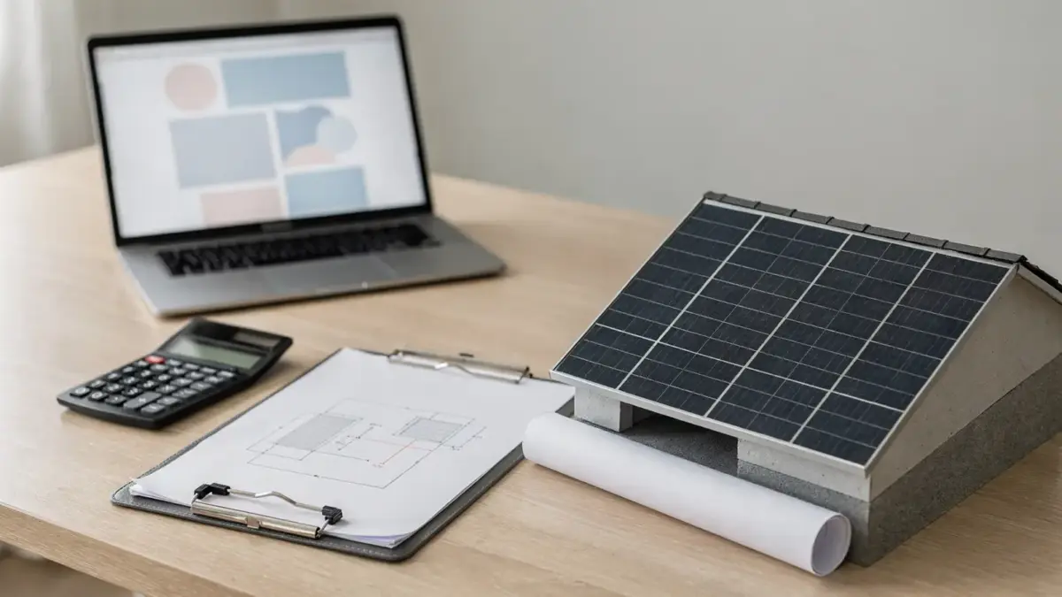 PV-Angebot mit Unterlagen, Rechner und Solarmodell für die Angaben zur Anlage