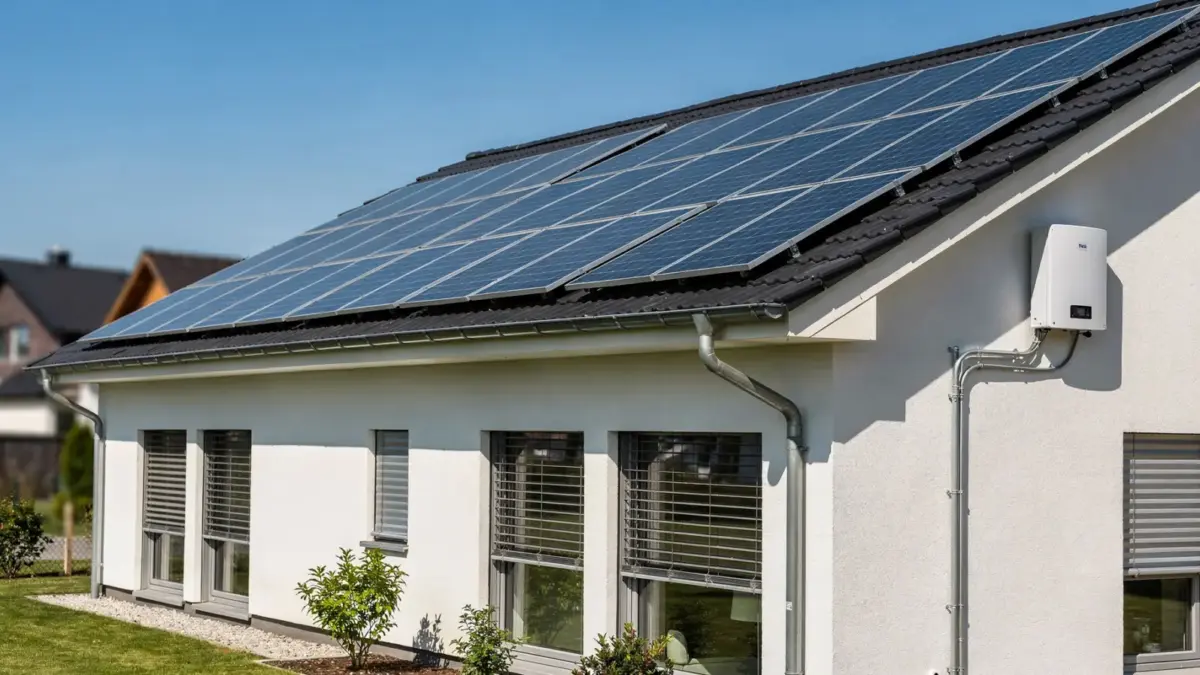 Photovoltaik-Anlage auf einem Hausdach als Thema zur PV-Amortisation