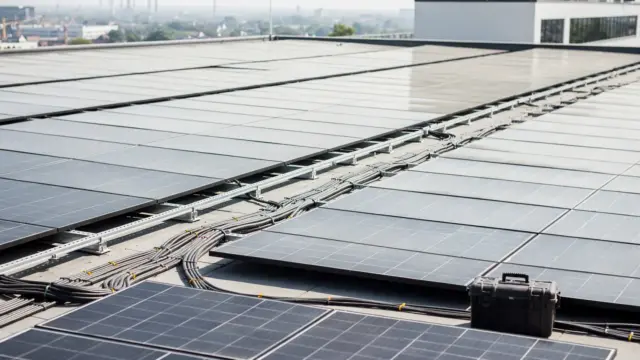 Photovoltaikanlage auf einem modernen Dach zum Thema überregionaler Solaranbieter