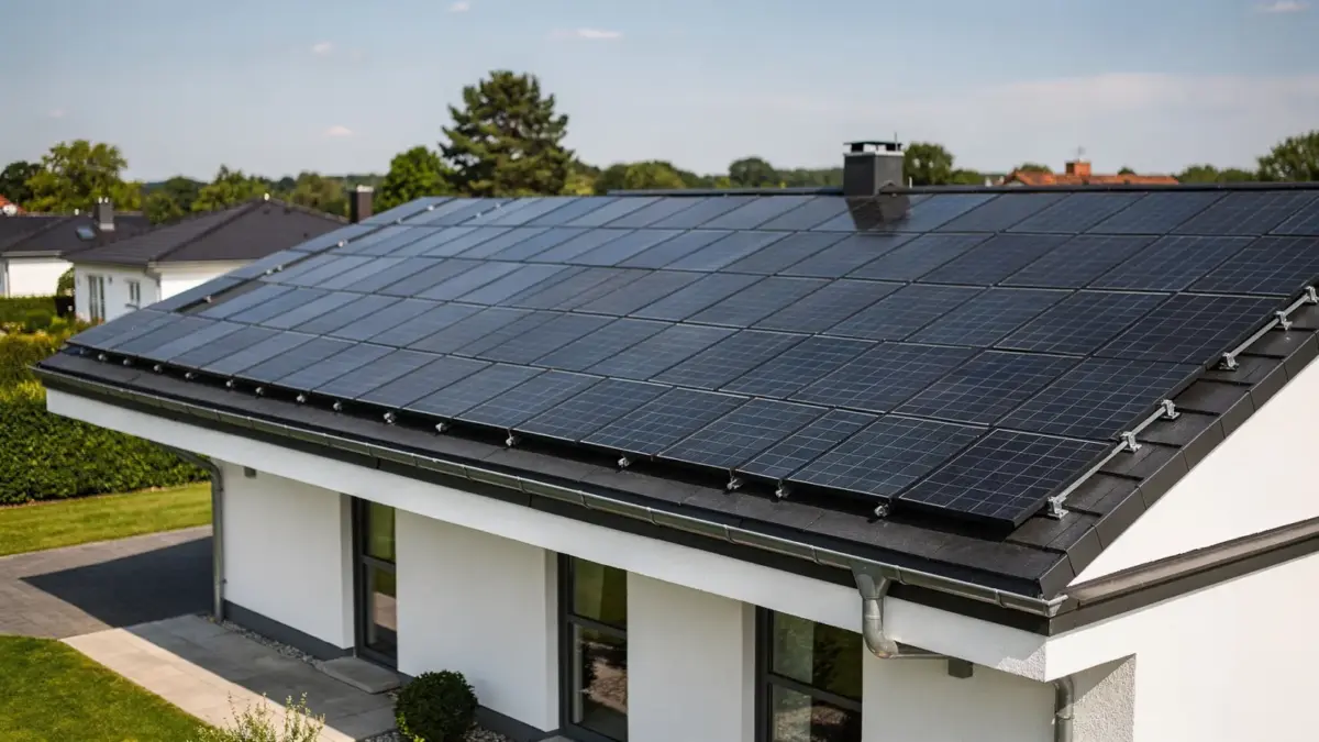 Photovoltaikanlage auf einem Wohnhaus als Beispiel für PV genehmigungsfrei