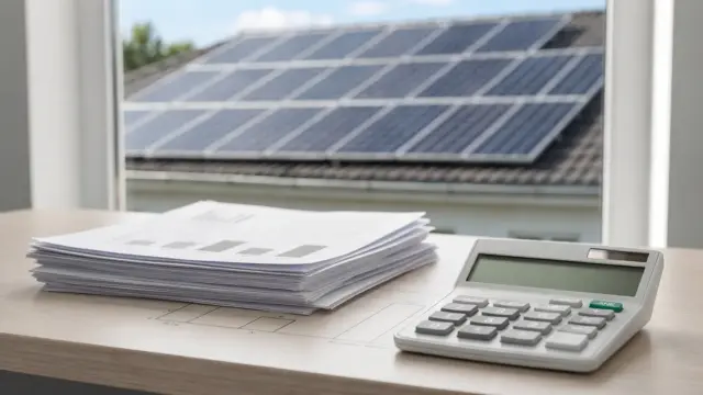 PV-Angebote mit Preisvergleich: Unterlagen, Rechner und Solaranlage als Motiv