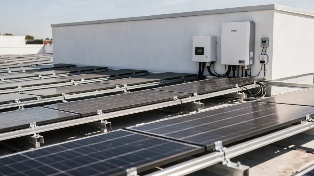 Photovoltaikanlage auf dem Dach mit Wechselrichter und Smart Meter zu den Anforderungen des Netzbetreibers