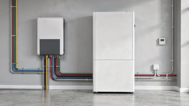 Lithium-Ionen-Stromspeicher in einem Technikraum zur Frage der Sicherheit von Stromspeichern