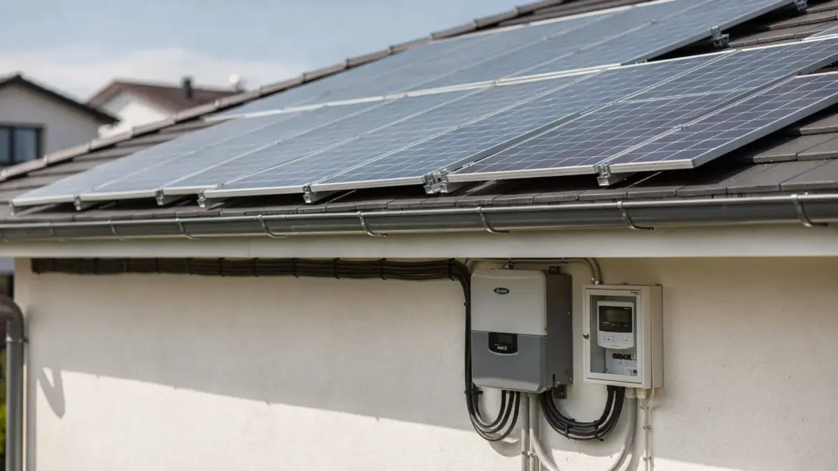 Photovoltaikanlage mit Wechselrichter und Sicherungskasten bei der Prüfung bei PV kein Strom