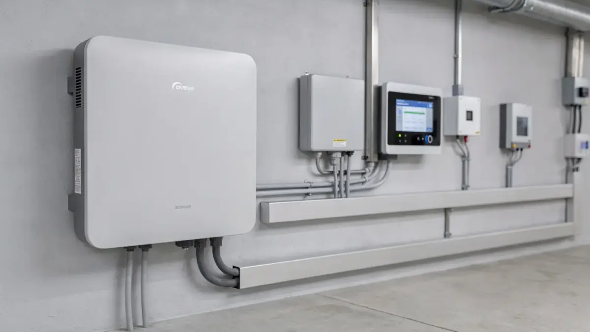 PV-Ertrag überwachen mit Wechselrichter und Energiemonitor im Technikraum
